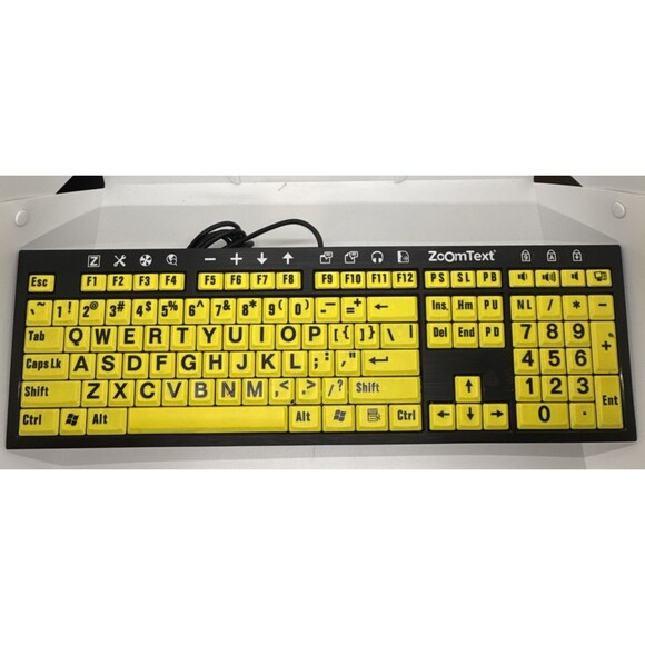 Large Print, Yellow Keys, Zoom Text Keyboard #LXH-JME7596H. Tested. - Picture 1 of 6